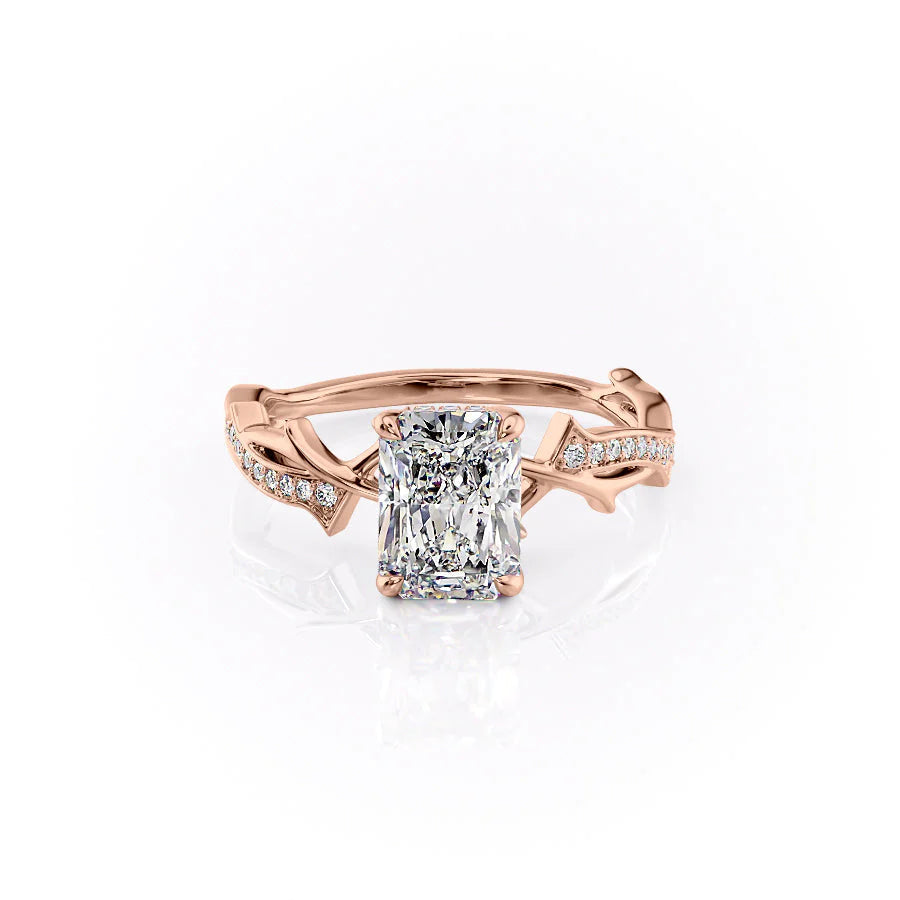 The Pave Coco Set With Radiant Pave Lab Diamond 1 Carat 14K Rose#material_rose