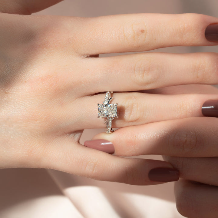 The Pave Coco Radiant Lab Diamond Moissanite Engagement Ring *Shown with 2 ct #material_white