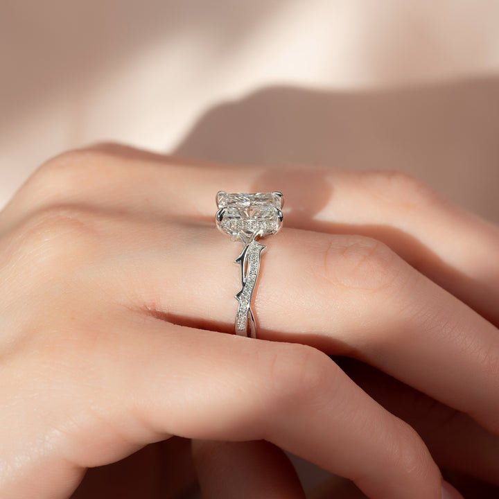 The Pave Coco Radiant Lab Diamond Moissanite Engagement Ring *Shown with 2 ct #material_white