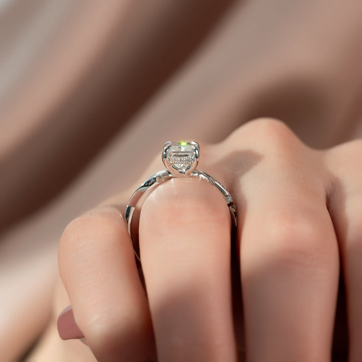 The Pave Coco Radiant Lab Diamond Moissanite Engagement Ring *Shown with 2 ct #material_white