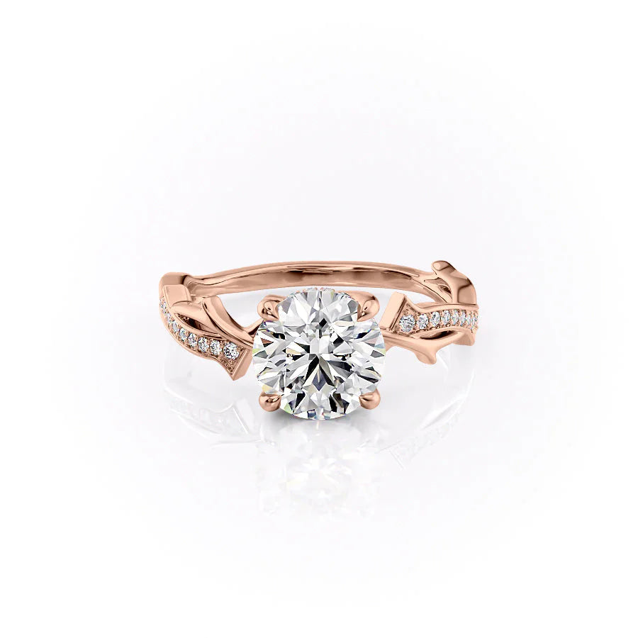 The Pave Coco Set With Round Pave Lab Diamond 1 Carat 14K Rose#material_rose