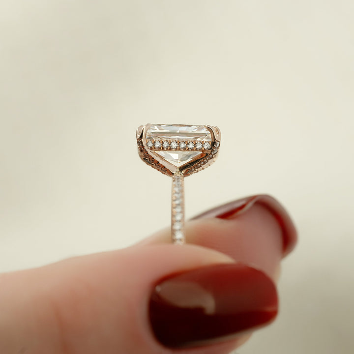 The Pave Crown Liberty Radiant Lab Diamond Moissanite Engagement Ring *Shown with 3 ct #material_rose