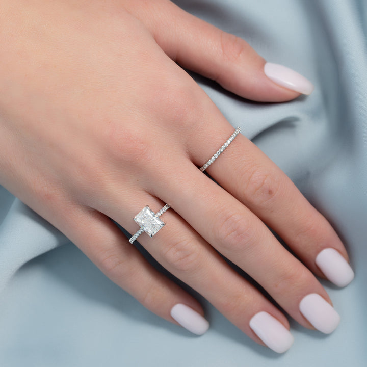 The Pave Crown Liberty Radiant Lab Diamond Moissanite Engagement Ring *Shown with 2.5 ct #material_white