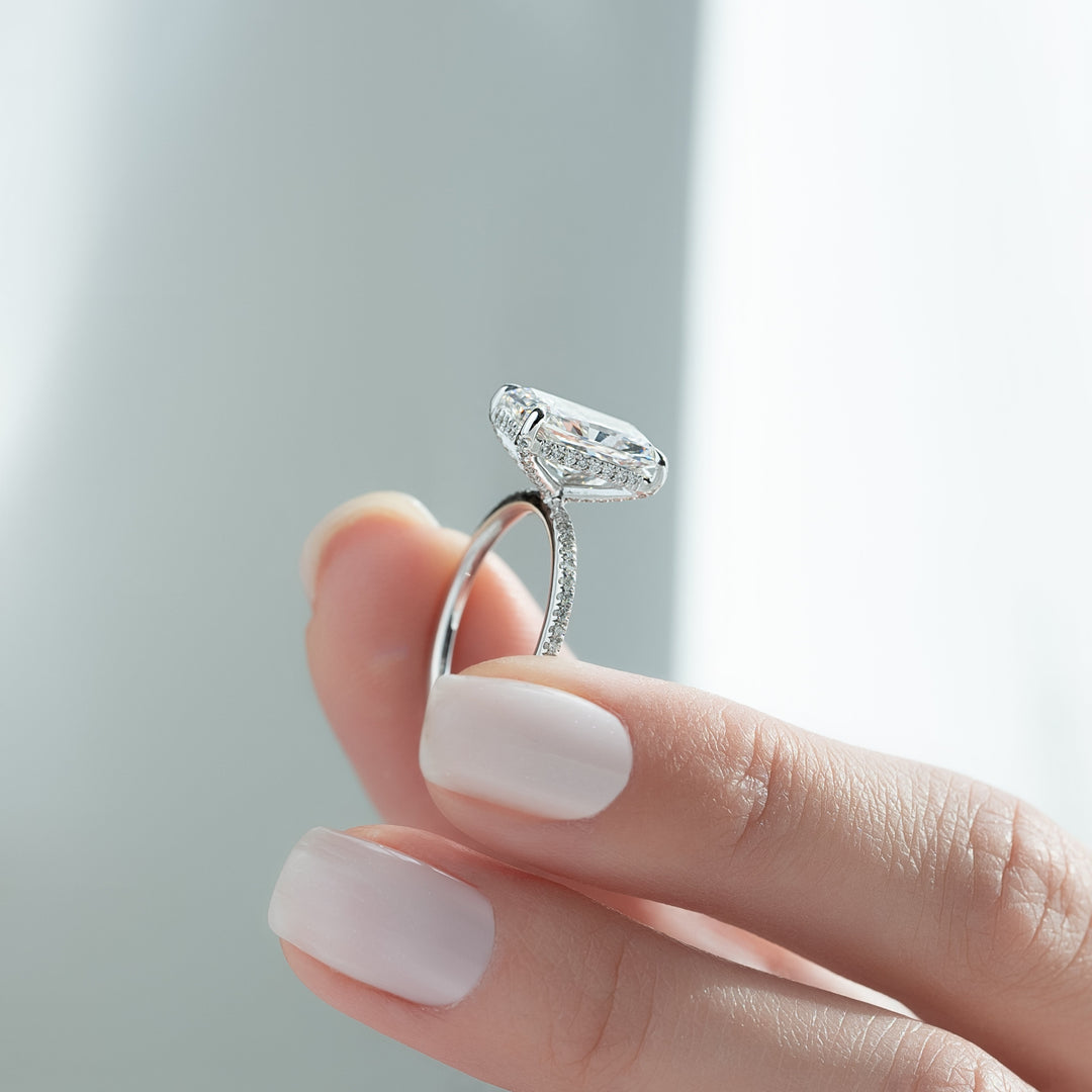 The Pave Crown Liberty Radiant Lab Diamond Moissanite Engagement Ring