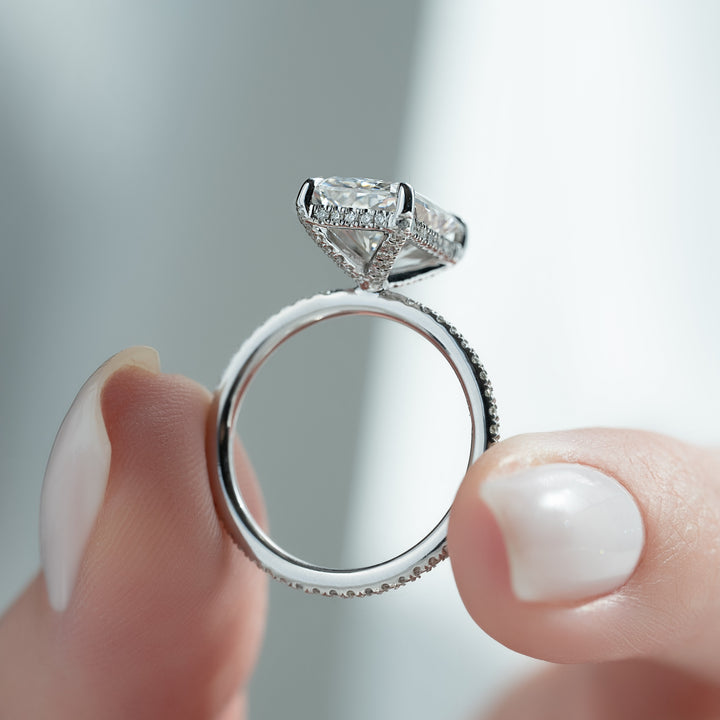 The Pave Crown Liberty Radiant Lab Diamond Moissanite Engagement Ring *Shown with 3.5 ct #material_white