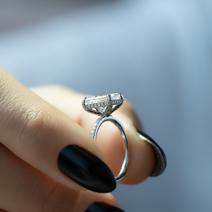 The Pave Crown Liberty Radiant Lab Diamond Moissanite Engagement Ring *Shown with 2 ct #material_white