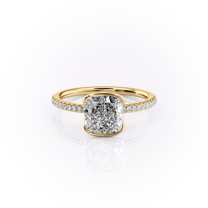 The Pave Elina Set With A Cushion Pave Moissanite 1 Carat 18K Gold#material_18k-gold