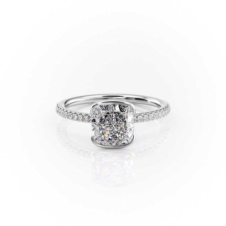 The Pave Elina Set With A Cushion Pave Moissanite 1 Carat 18K White#material_18k-white