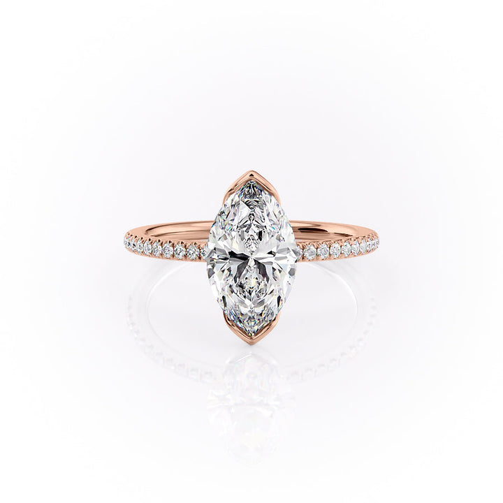 The Pave Elina Set With A Marquise Pave Lab Diamond 1 Carat 14K Rose#material_14k-rose