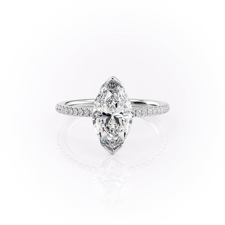The Pave Elina Set With A Marquise Pave Moissanite 1 Carat 18K White#material_18k-white