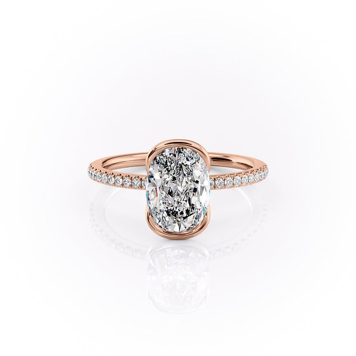 The Pave Elina Set With A Oval Pave Lab Diamond 1 Carat 14K Rose#material_14k-rose