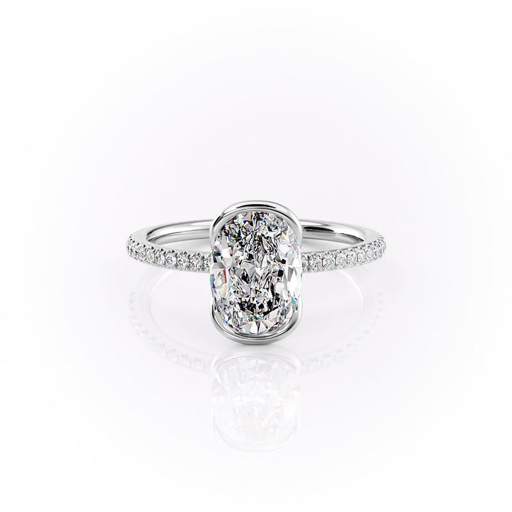 The Pave Elina Set With A Oval Pave Lab Diamond 1 Carat 18K White#material_18k-white