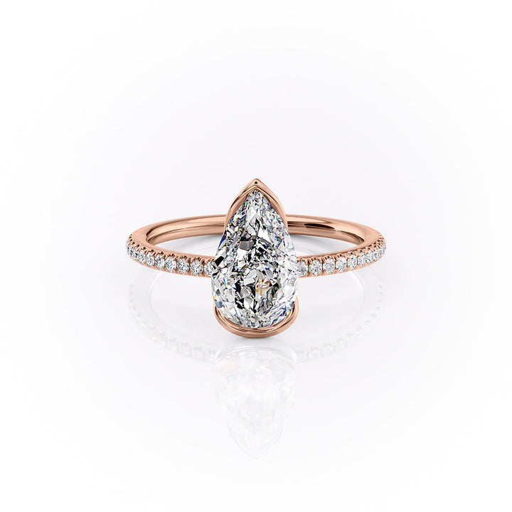 The Pave Elina Set With A Pear Pave Lab Diamond 1 Carat 14K Rose#material_14k-rose