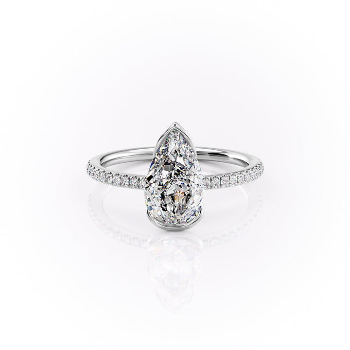 The Pave Elina Set With A Pear Pave Moissanite 1 Carat 14K White#material_14k-white