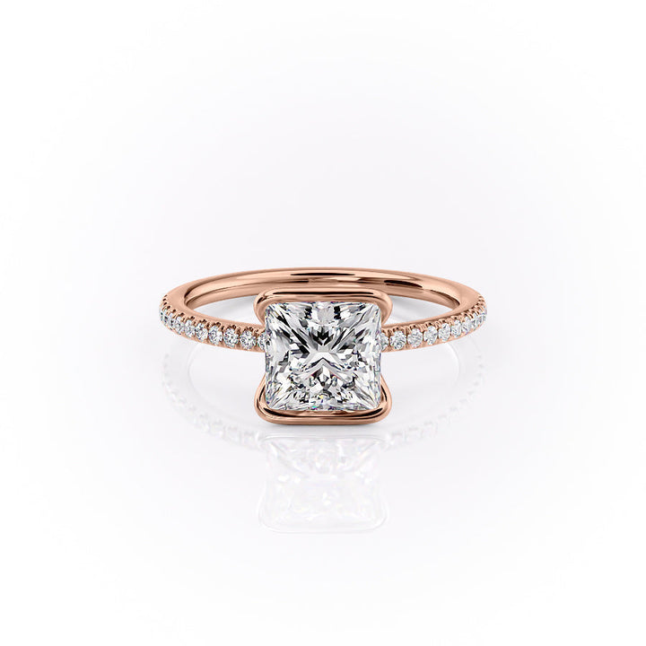 The Pave Elina Set With A Princess Pave Lab Diamond 1 Carat 14K Rose#material_14k-rose