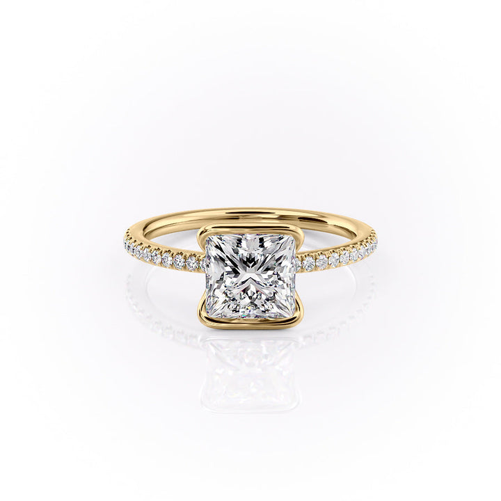 The Pave Elina Set With A Princess Pave Lab Diamond 1 Carat 18K Gold#material_18k-gold