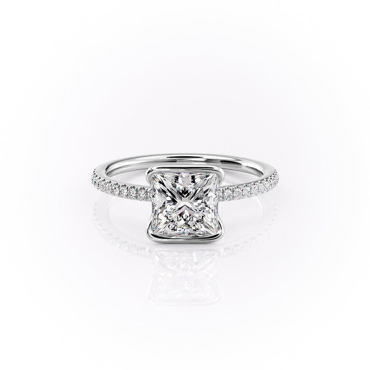 The Pave Elina Set With A Princess Pave Lab Diamond 1 Carat 18K White#material_18k-white