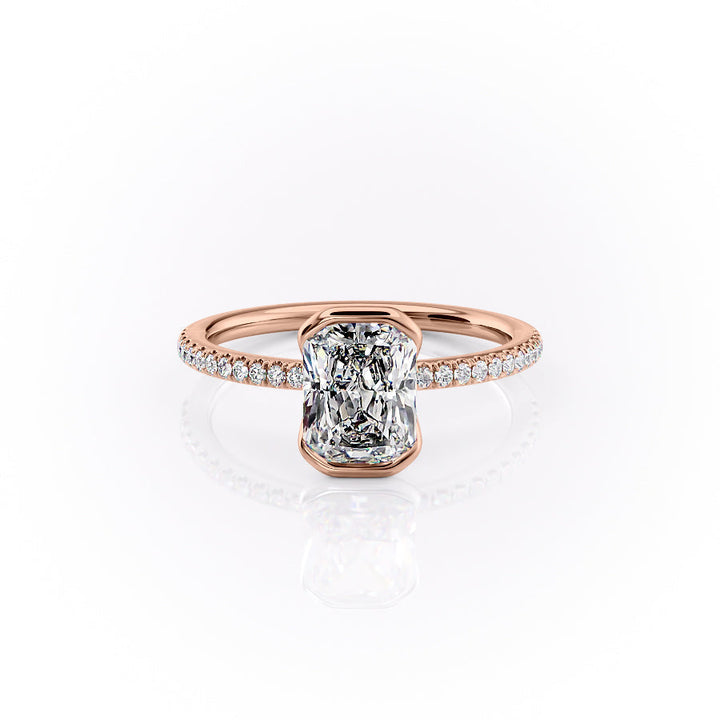 The Pave Elina Set With A Radiant Pave Lab Diamond 1 Carat 14K Rose#material_14k-rose