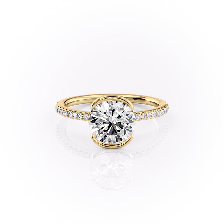 The Pave Elina Set With A Round Pave Lab Diamond 1 Carat 14K Gold#material_14k-gold
