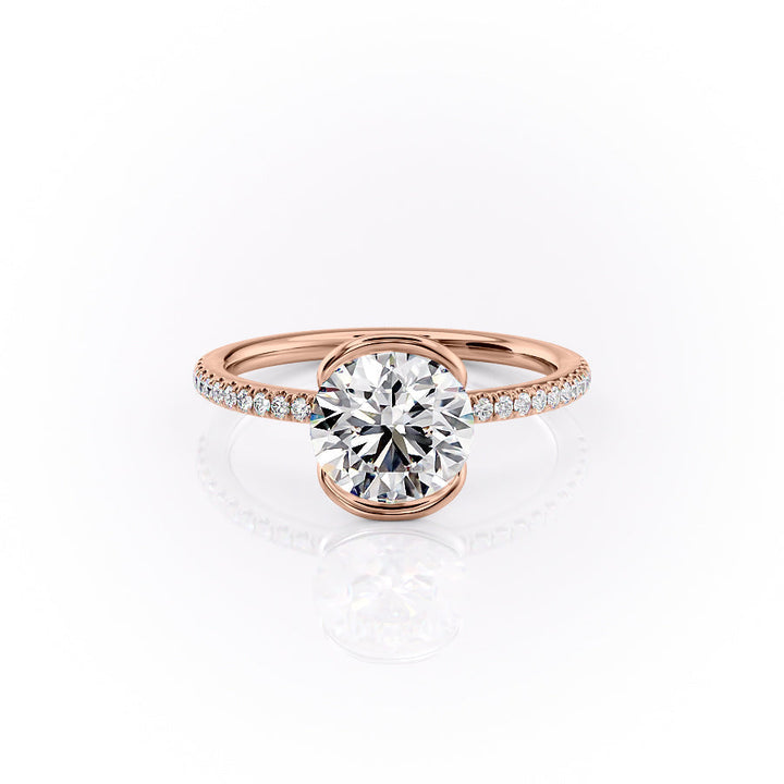 The Pave Elina Set With A Round Pave Moissanite 1 Carat 14K Rose#material_14k-rose
