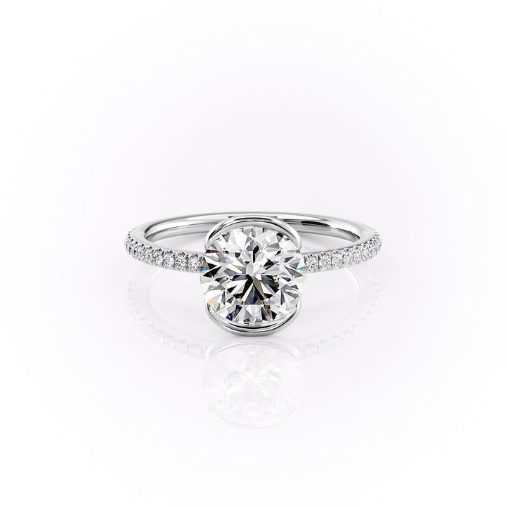 The Pave Elina Set With A Round Pave Moissanite 1 Carat 18K White#material_18k-white