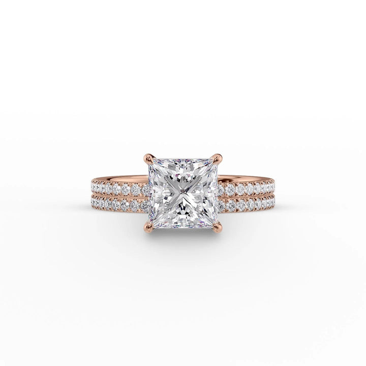 The Pave Estella Set With Princess Pave Moissanite#material_14k-rose