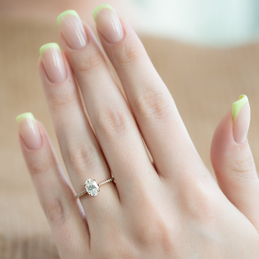 The Pave Lacole Set With Oval Pave Lab Diamond 2 Carat 14K Rose#material_rose