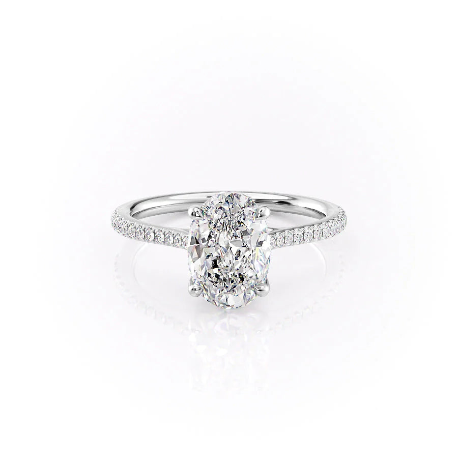 The Pave Lacole Set With Oval Pave Lab Diamond 1 Carat 14K White#material_white