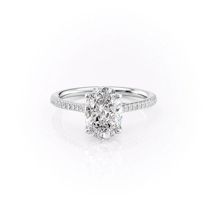 The Pave Lacole Set With Oval Pave Lab Diamond 1 Carat 14K White#material_white