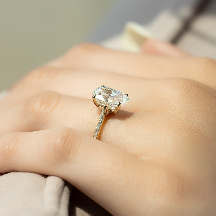 The Pave Lacole Oval Lab Diamond Moissanite Engagement Ring *Shown with 3 ct #material_gold