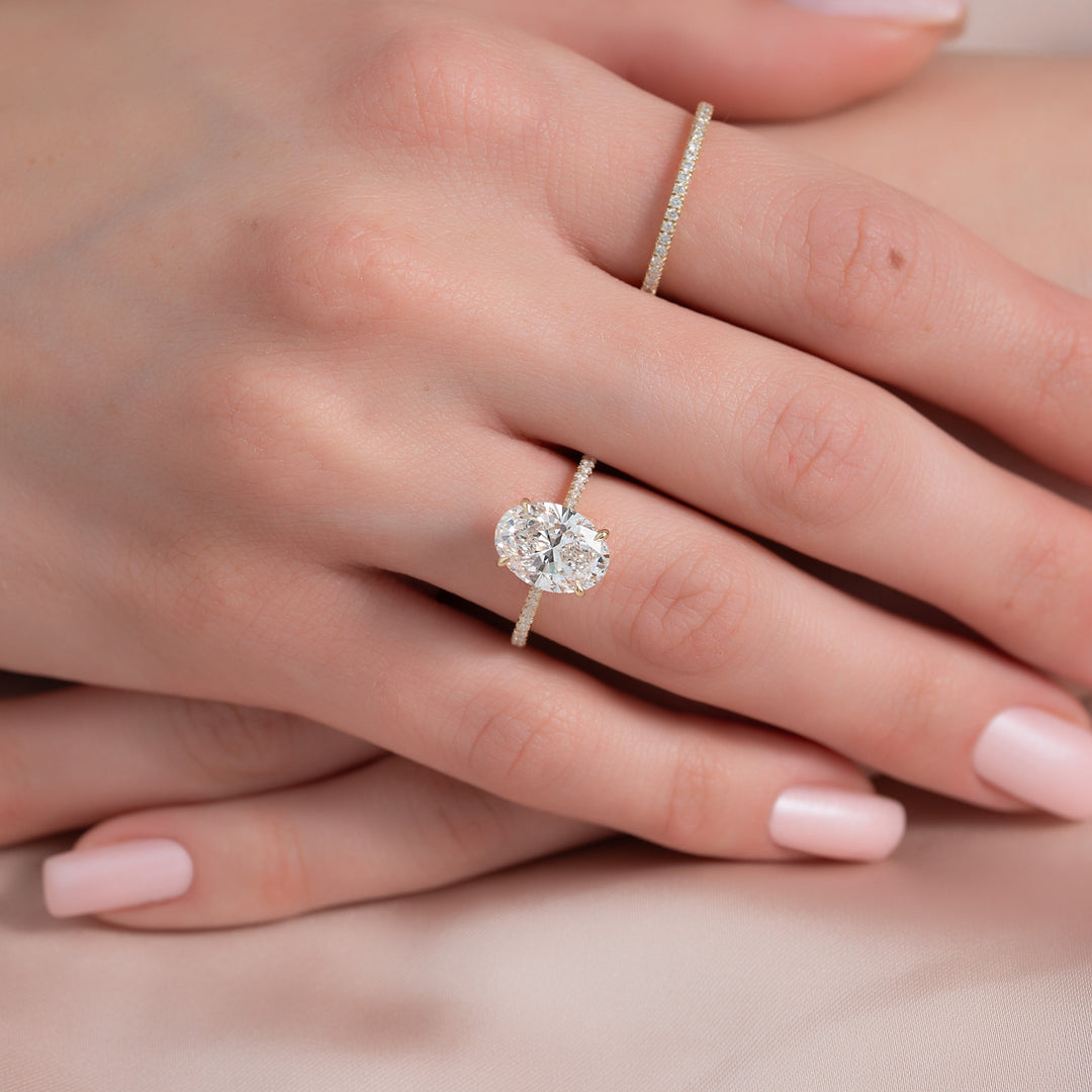 The Pave Lacole Oval Lab Diamond Moissanite Engagement Ring