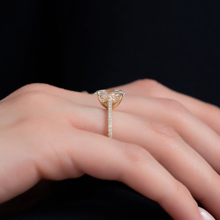 The Pave Lacole Oval Lab Diamond Moissanite Engagement Ring *Shown with 2.5 ct #material_gold