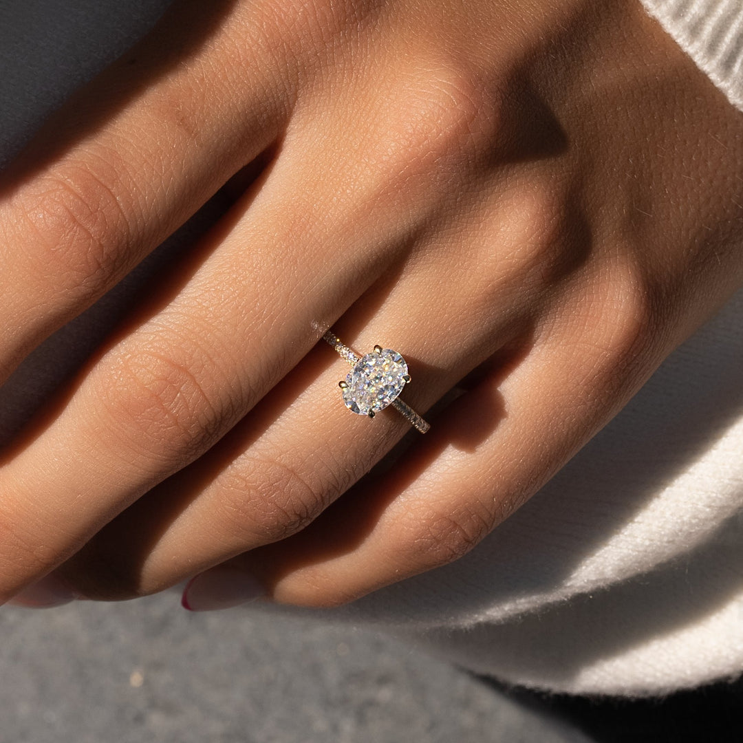 The Pave Lacole Oval Lab Diamond Moissanite Engagement Ring