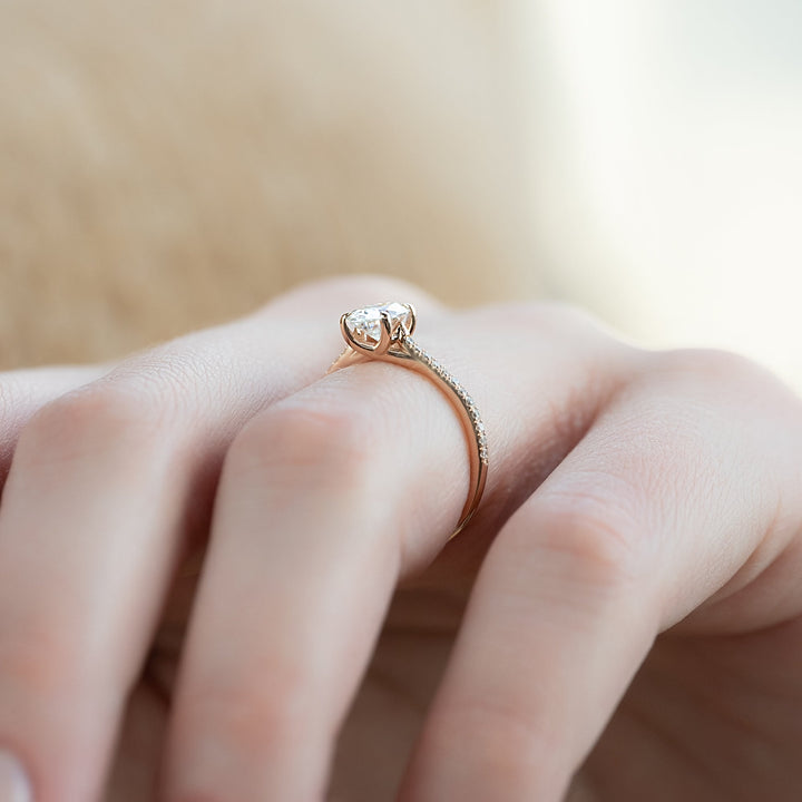 The Pave Lacole Oval Lab Diamond Moissanite Engagement Ring *Shown with 1 ct #material_rose