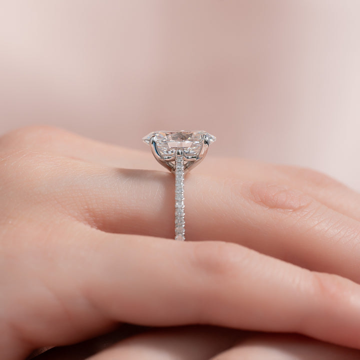 The Pave Lacole Oval Lab Diamond Moissanite Engagement Ring *Shown with 3 ct #material_white