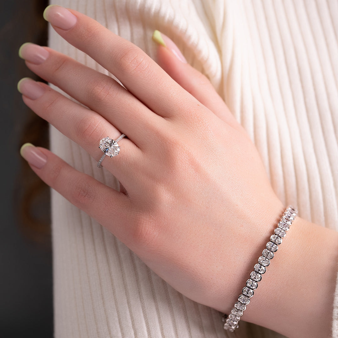 The Pave Lacole Oval Lab Diamond Moissanite Engagement Ring