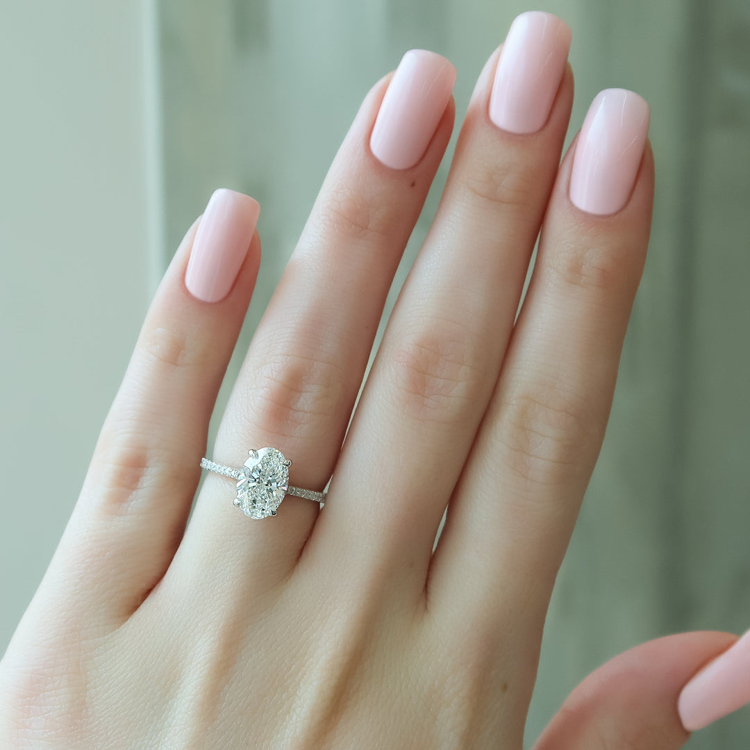 The Pave Lacole Oval Lab Diamond Moissanite Engagement Ring