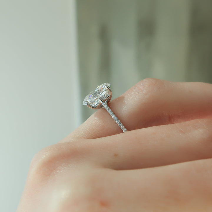 The Pave Lacole Oval Lab Diamond Moissanite Engagement Ring *Shown with 4 ct #material_white