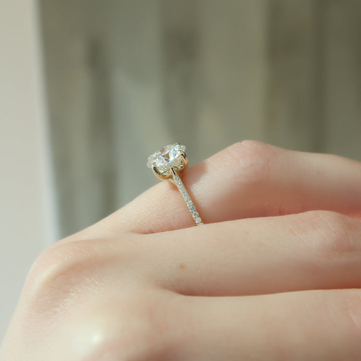 The Pave Lacole Round Lab Diamond Moissanite Engagement Ring *Shown with 2.5 ct #material_gold