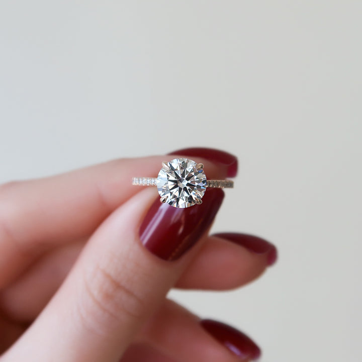 The Pave Lacole Round Lab Diamond Moissanite Engagement Ring *Shown with 2 ct #material_rose