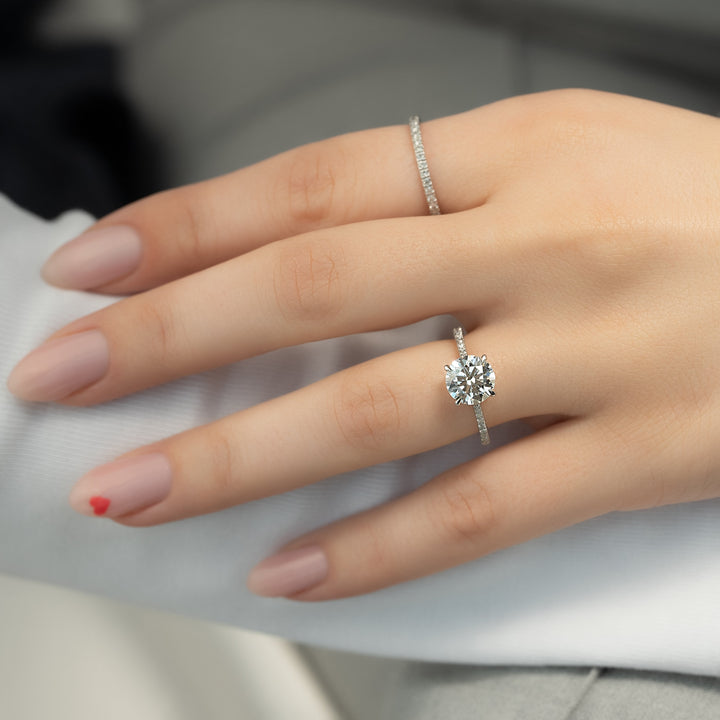 The Pave Lacole Round Lab Diamond Moissanite Engagement Ring *Shown with 2 ct #material_white