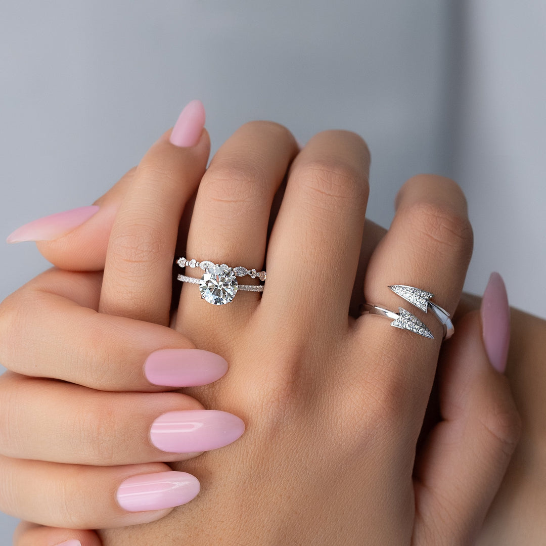 The Pave Lacole Round Lab Diamond Moissanite Engagement Ring