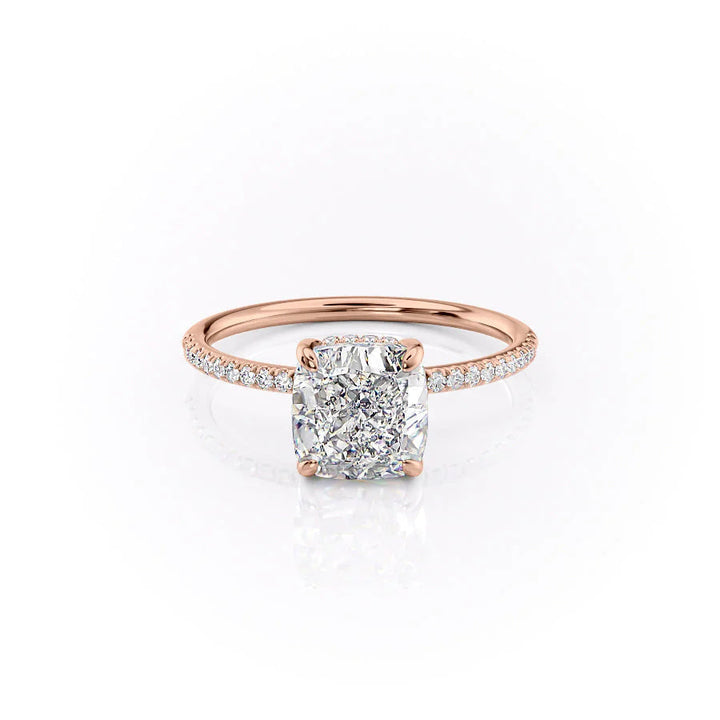 The Pave Liberty Set With Cushion Pave Lab Diamond 1 Carat 14K Rose#material_rose