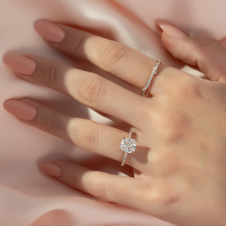 The Pave Liberty Cushion Lab Diamond Moissanite Engagement Ring *Shown with 2.5 ct #material_rose