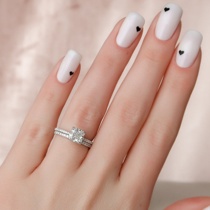 The Pave Liberty Cushion Lab Diamond Moissanite Engagement Ring *Shown with 1.5 ct #material_white