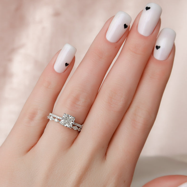 The Pave Liberty Cushion Lab Diamond Moissanite Engagement Ring *Shown with 1.5 ct #material_white