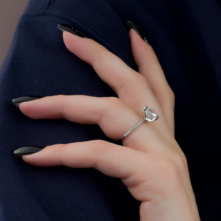 The Pave Liberty Cushion Lab Diamond Moissanite Engagement Ring *Shown with 3.5 ct #material_white