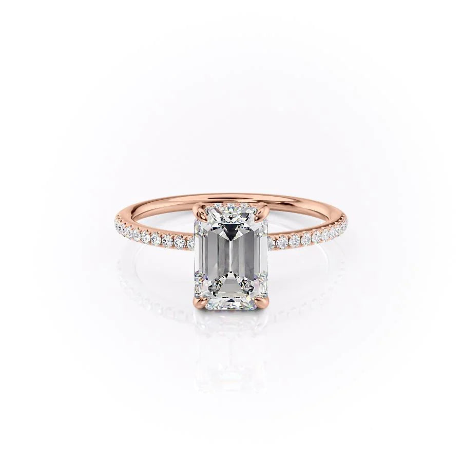 The Pave Liberty Set With Emerald Pave Lab Diamond 1 Carat 14K Rose#material_rose