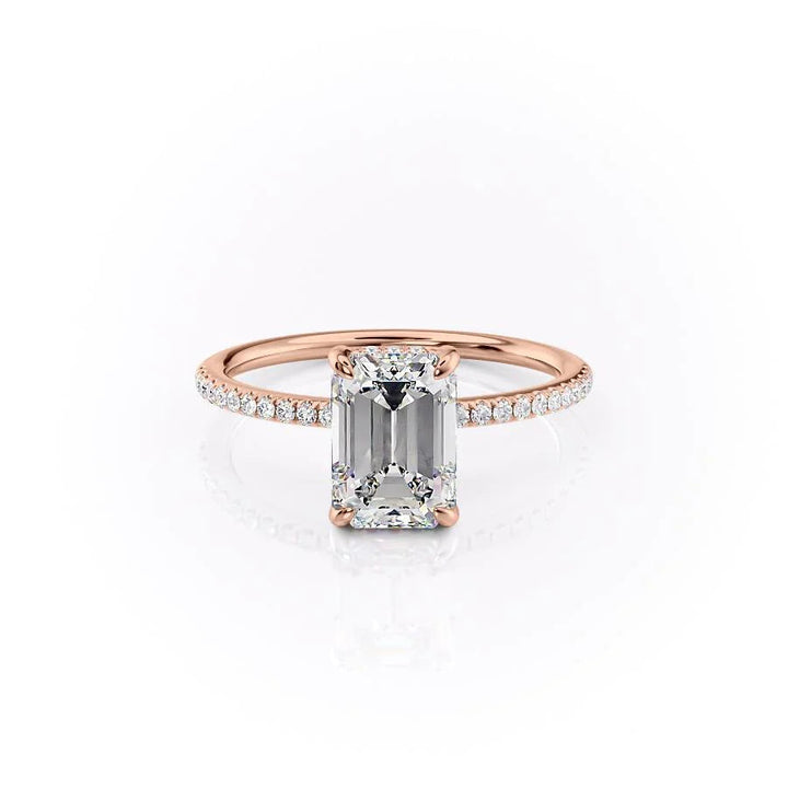 The Pave Liberty Set With Emerald Pave Lab Diamond 1 Carat 14K Rose#material_rose