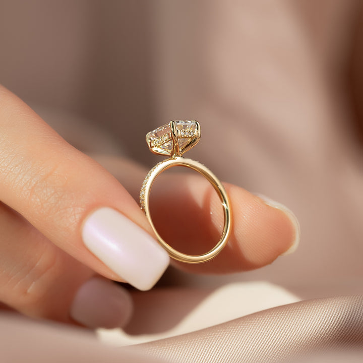 The Pave Liberty Emerald Lab Diamond Moissanite Engagement Ring *Shown with 2 ct #material_gold